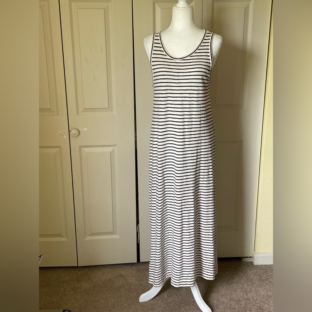 Lou & Grey For Loft Striped Maxi Dress XS Cream/grey.